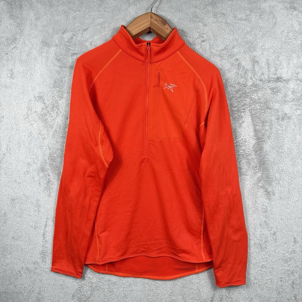 Arc'teryx Delta Pullover Mens XL Orange Waffle Knit Half Zip Outdoors Casual